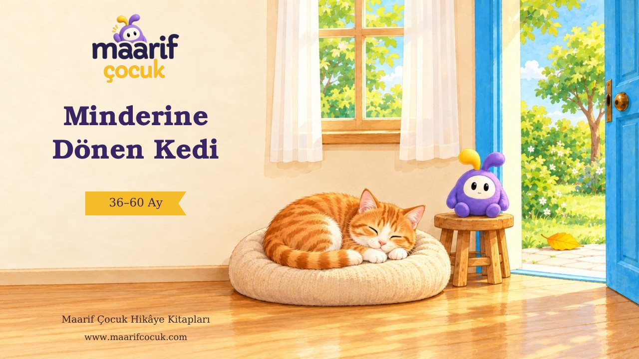 Minderine Dönen Kedi — Maarif Çocuk kitap kapağı