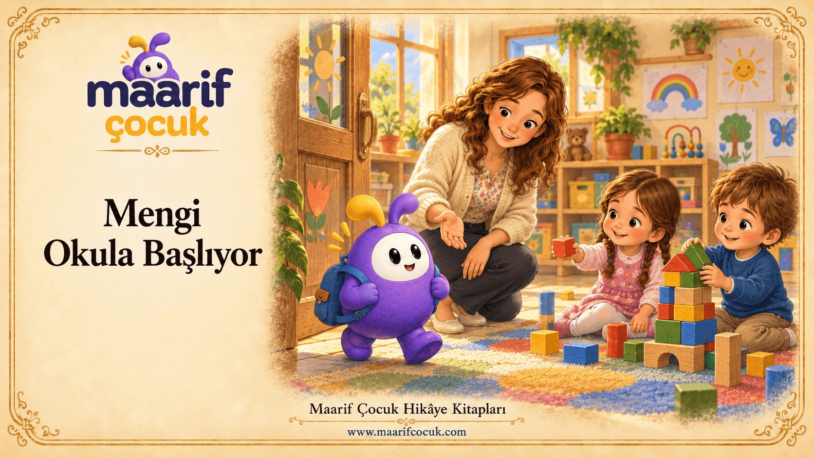 Mengi Okula Başlıyor — Maarif Çocuk kitap kapağı
